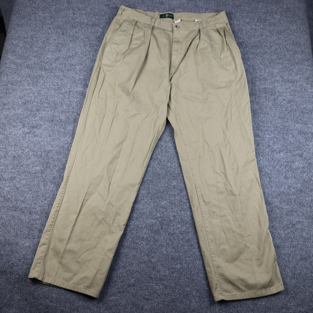 Hunt Club Pants‎ Mens 38x32 Khaki Pleated Chino Straight Leg Zip Fly Casual